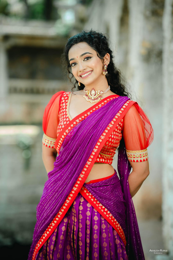 VINTAGE VIBES OF KANCHI HALF SAREE