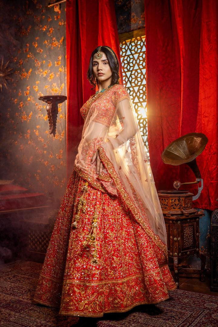 AMARYLLIS RED LEHENGA