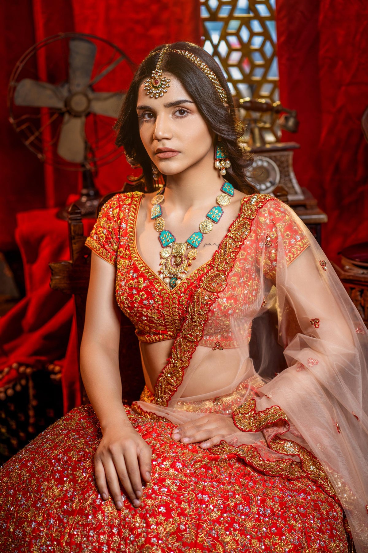 AMARYLLIS RED LEHENGA