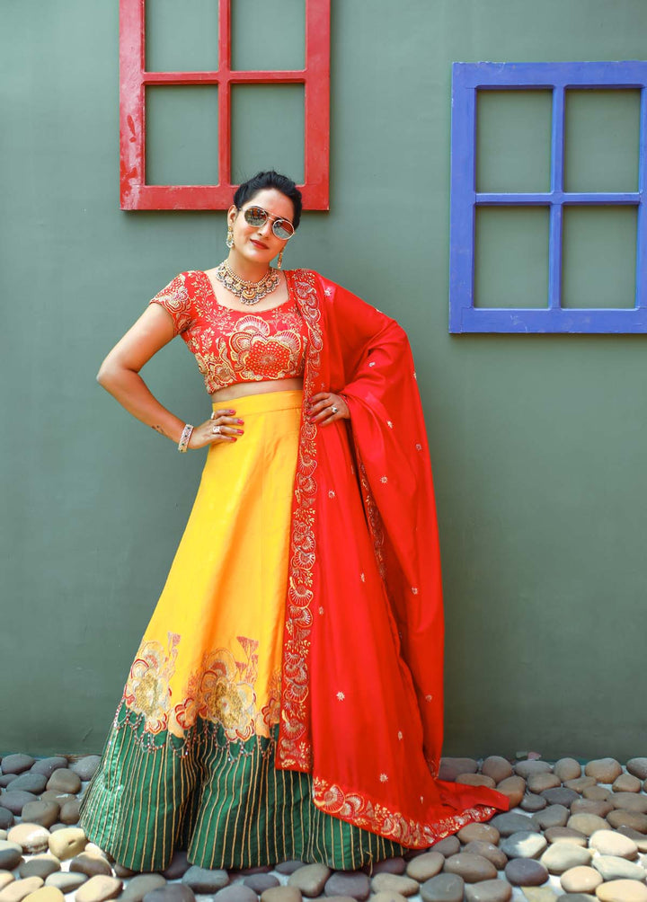 Yellow & Red Bridal Lehenga