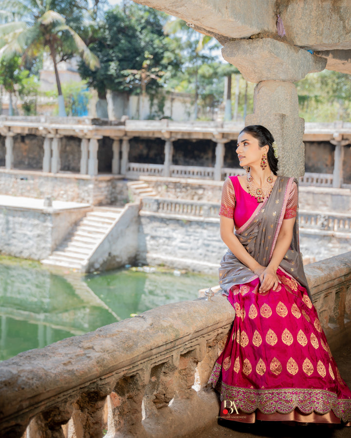 PINK BANARASI LEHENGA SET