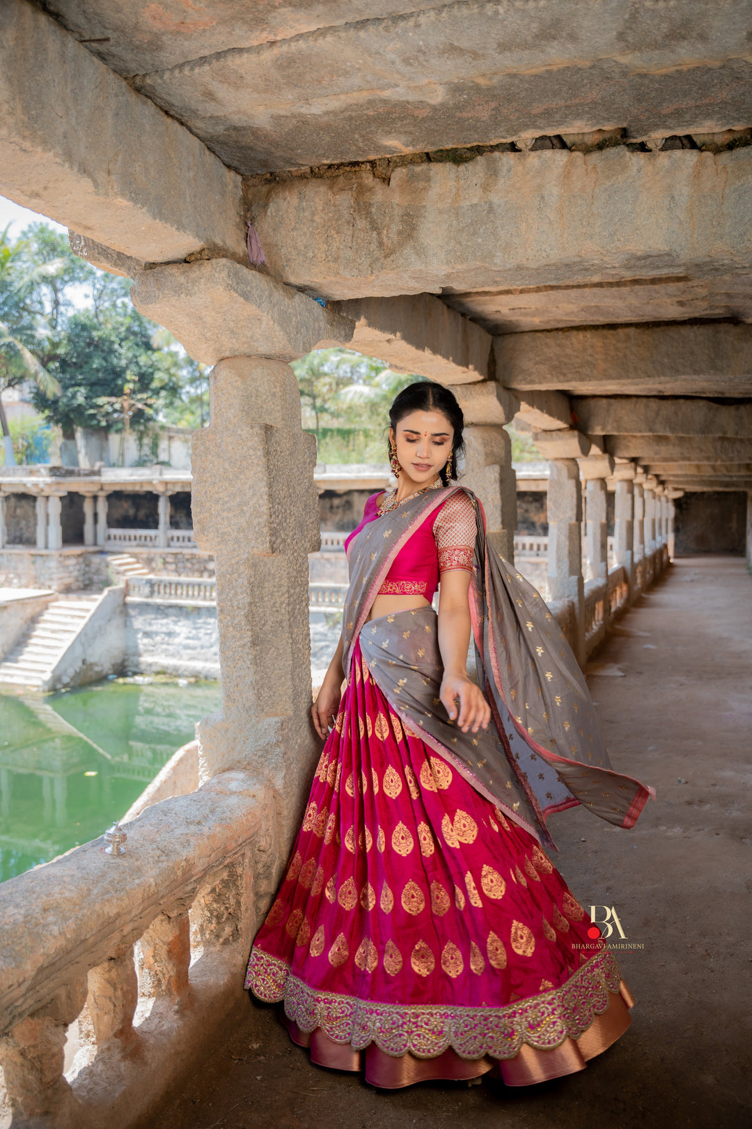 PINK BANARASI LEHENGA SET