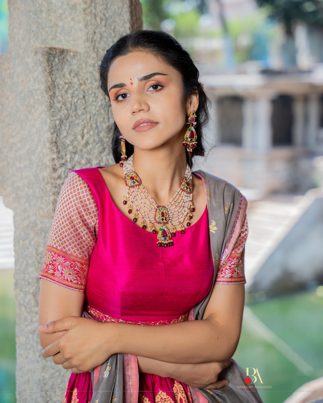PINK BANARASI LEHENGA SET