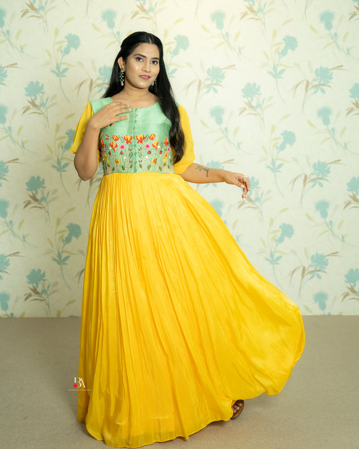 YELLOW WITH FLORAL DRESS