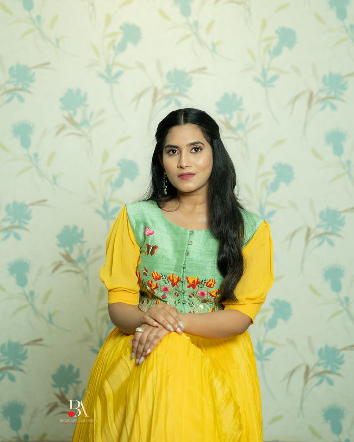 YELLOW WITH FLORAL DRESS