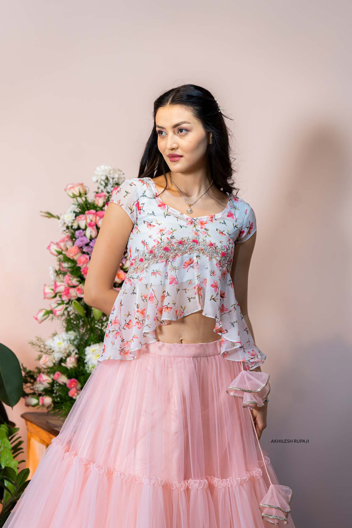 Floral peplum top with embroidery bridal guest wedding ready fancy 