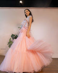 Flared net layers lehenga with floral peplum top designer store 